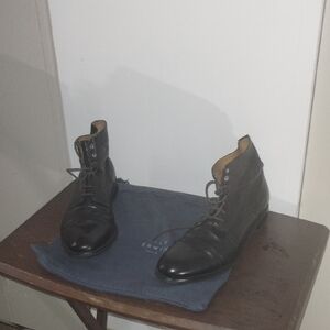 Great Condition Used Buttery Soft Black Leather Sz 13 Men Shoes  Slender Narrow